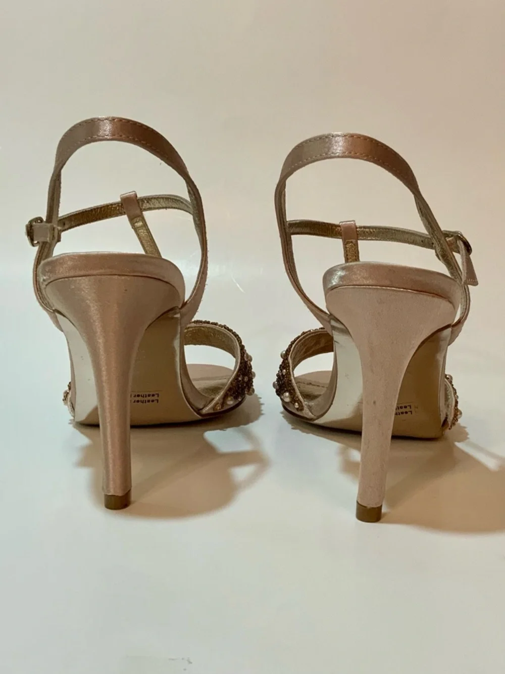 Adrianna Papell Beaded T-Strap Heels in Rose Gold - Picture 9 of 15